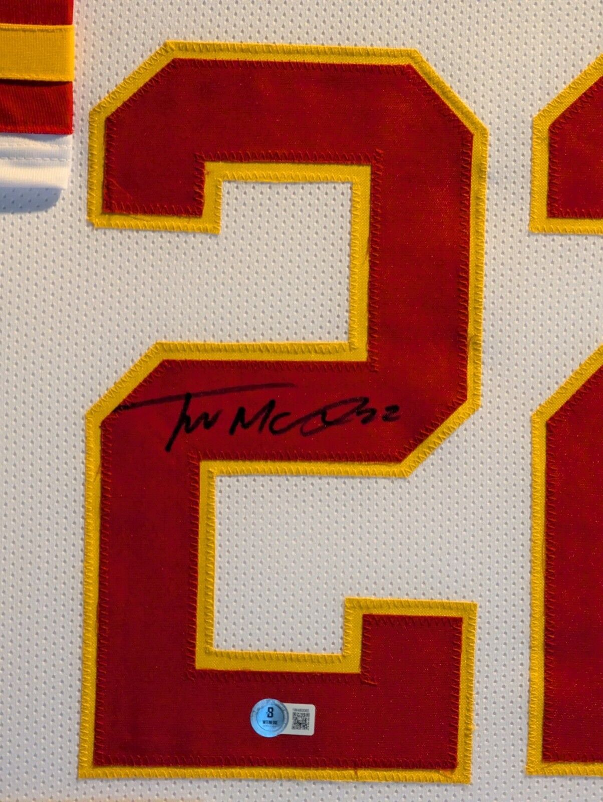 Framed Kansas City Chiefs Trent Mcduffie Autographed Signed Jersey Beckett Holo