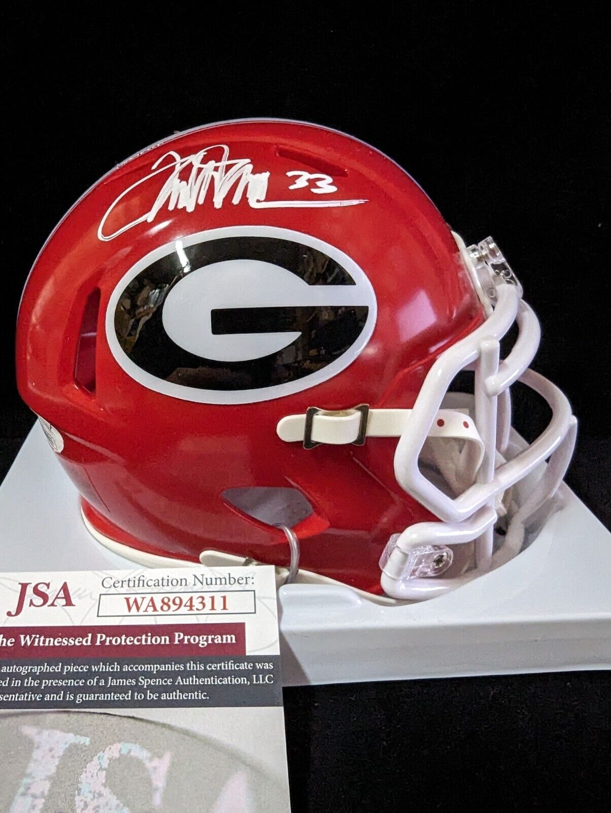 Georgia Bulldogs Terrell Davis Autographed Signed Mini Helmet Jsa Coa