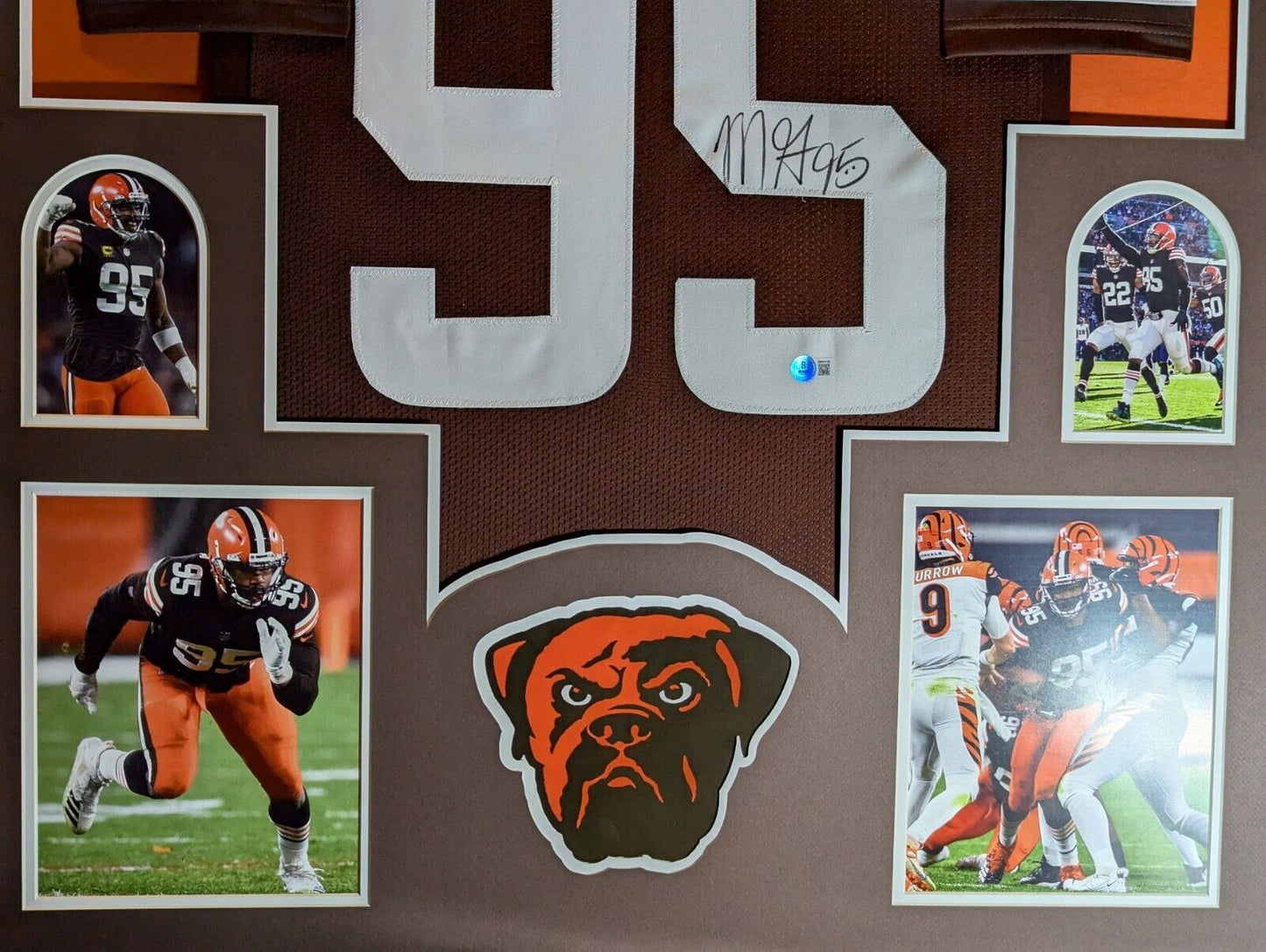 Framed Cleveland Browns Myles Garrett Autographed Signed Jersey Beckett Holo