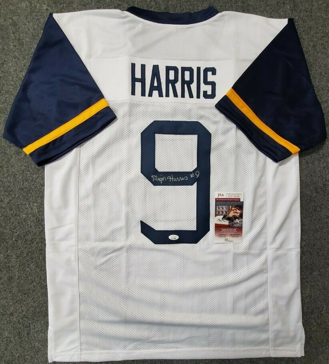 West Virginia Mountaineers Major Harris Autographed Signed Jersey Jsa Coa