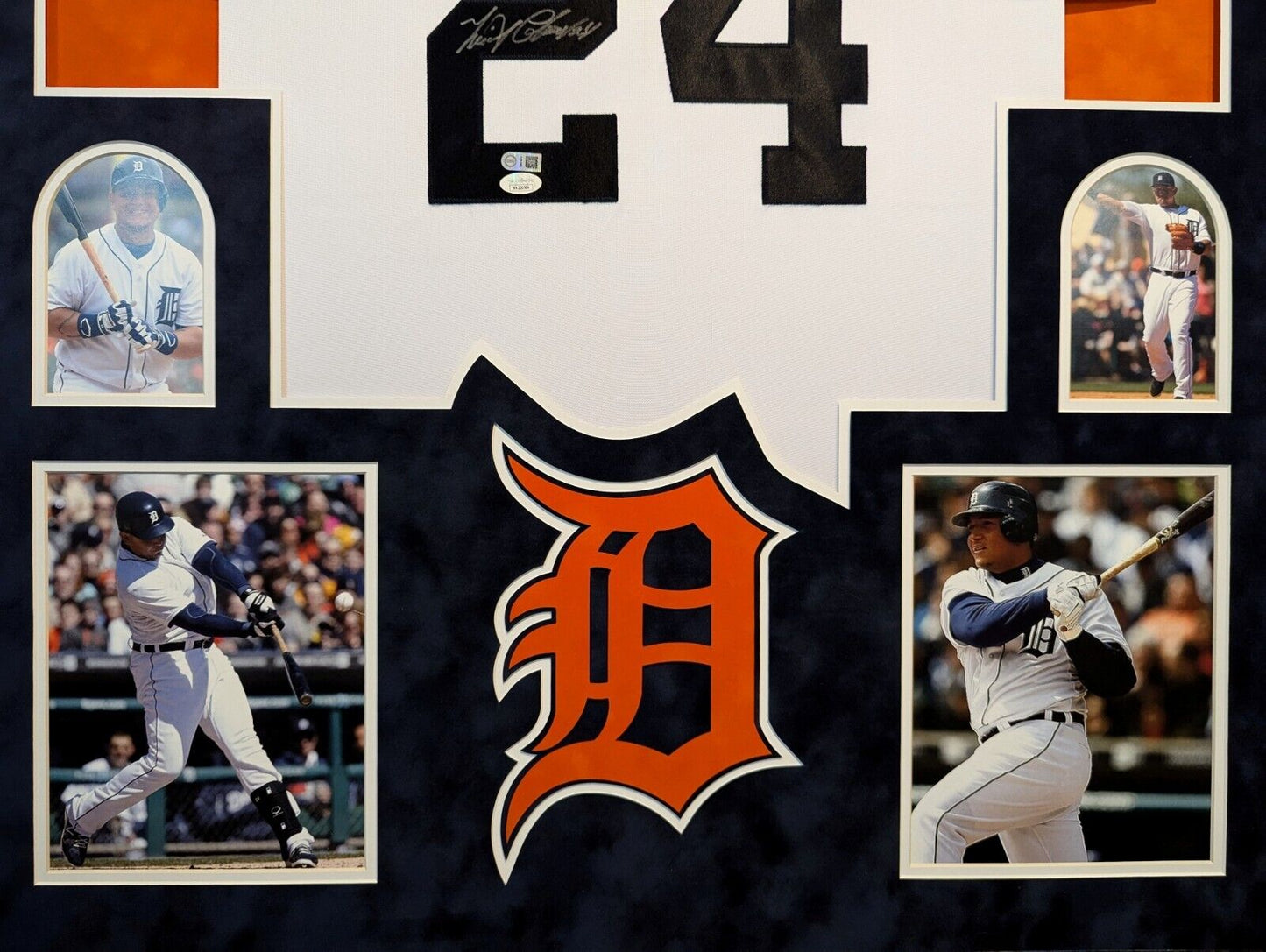 Suede Framed Detroit Tigers Miguel Cabrera Autographed Signed Jersey Jsa Coa