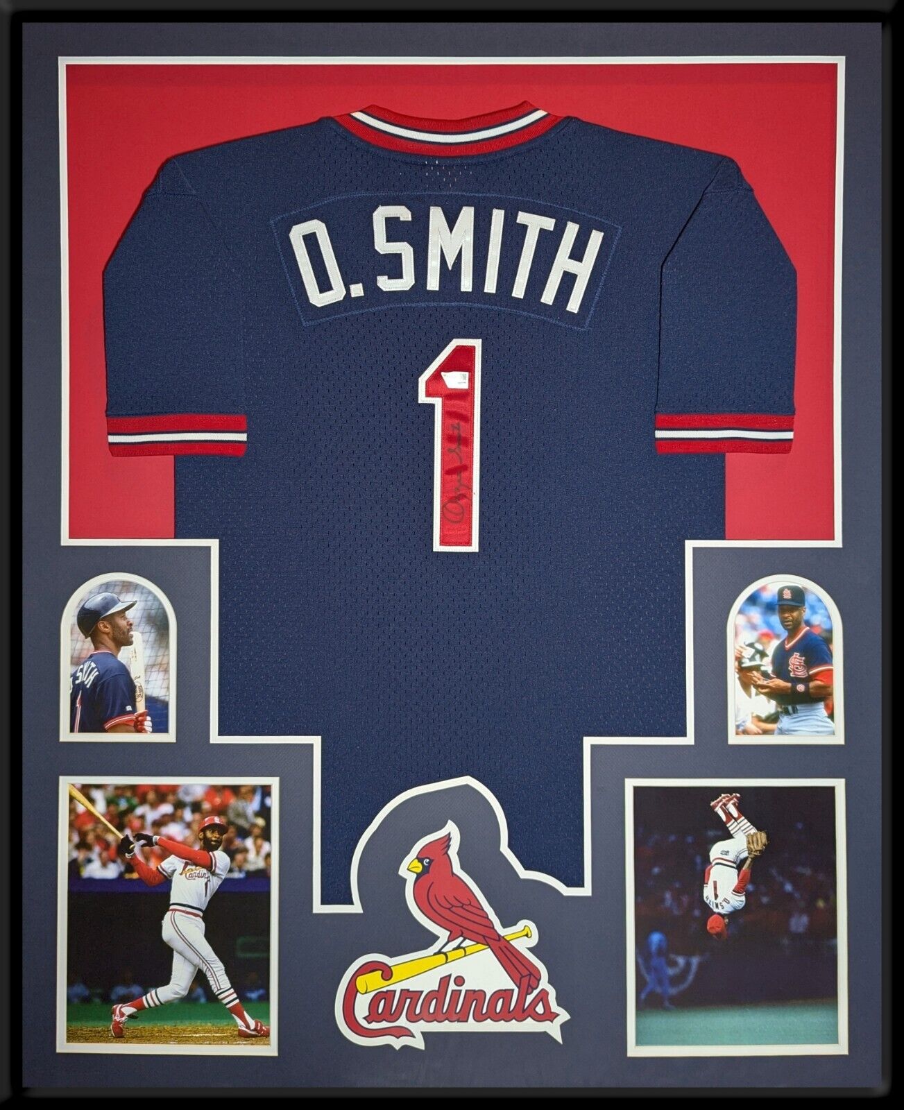 Framed St Louis Cardinals Ozzie Smith Autographed Jersey Fanatics Hologram