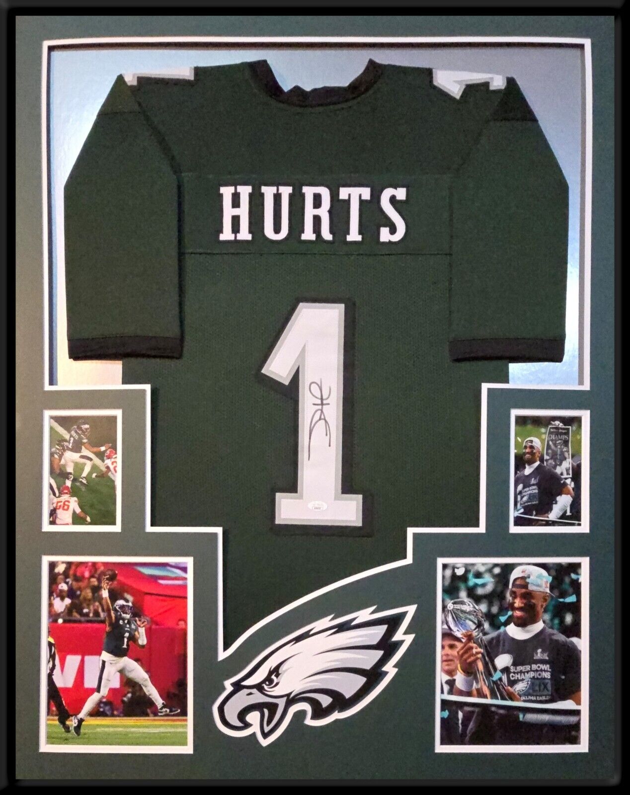 Framed Philadelphia Eagles Jalen Hurts Autographed Signed #1 Jersey Jsa Coa