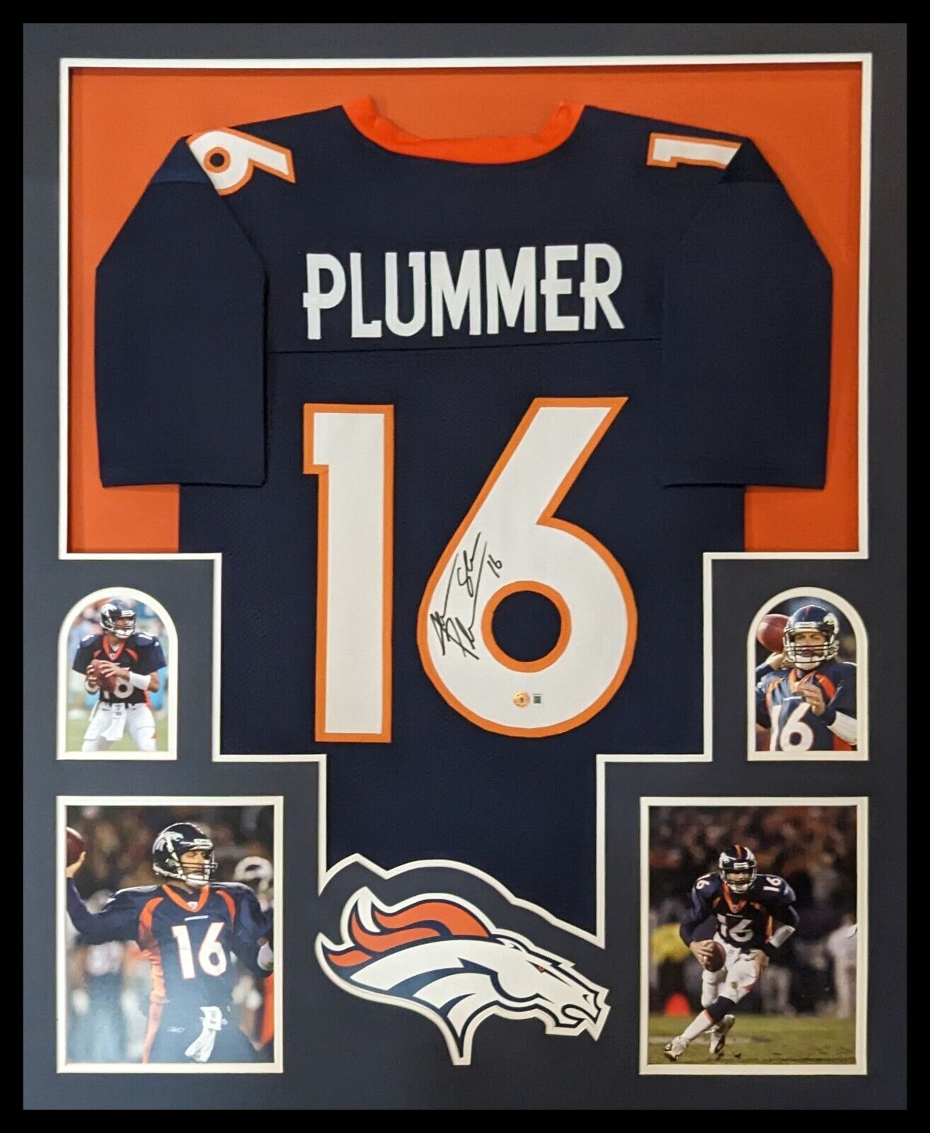 MVP Authentics Framed Denver Broncos Jake Plummer Autographed Signed Jersey Beckett Holo 585 sports jersey framing , jersey framing