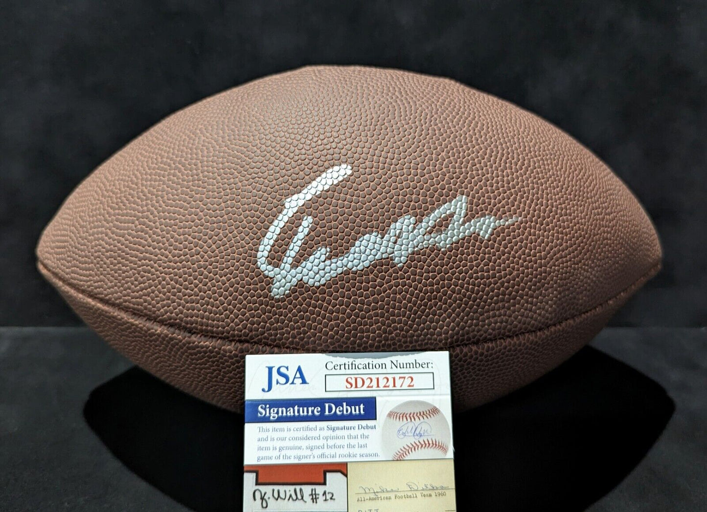 Miami Hurricanes Cam Ward Signed Football Jsa Coa