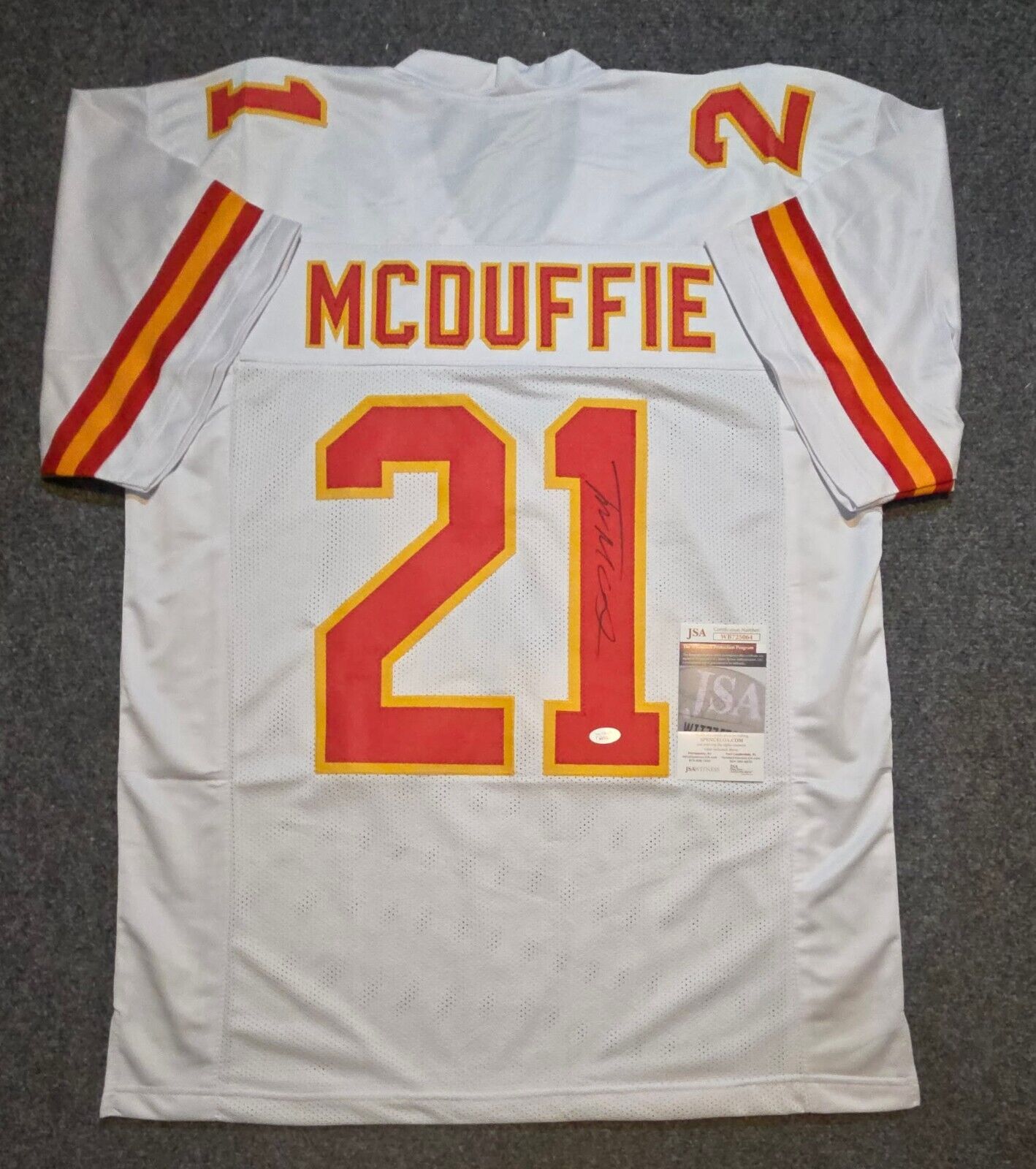 Kansas City Chiefs Trent Mcduffie Autographed Rookie Number 21 Jersey Jsa Coa