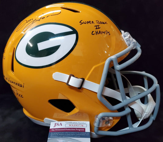 Green Bay Packers Don Horn Signed 4X Insc Full Size Speed Replica Helmet Jsa