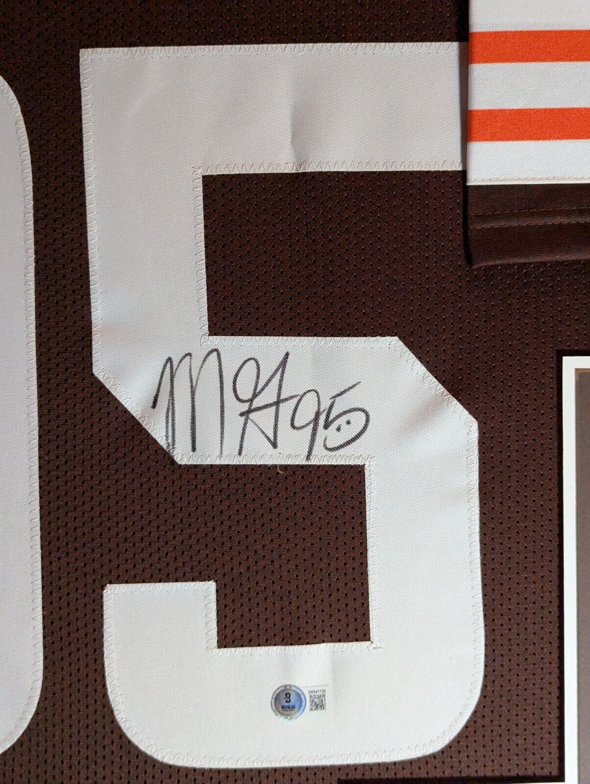 Framed Cleveland Browns Myles Garrett Autographed Signed Jersey Beckett Holo