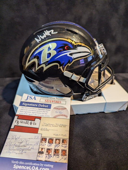 Baltimore Ravens Nate Wiggins Autographed Speed Mini Helmet Jsa Coa