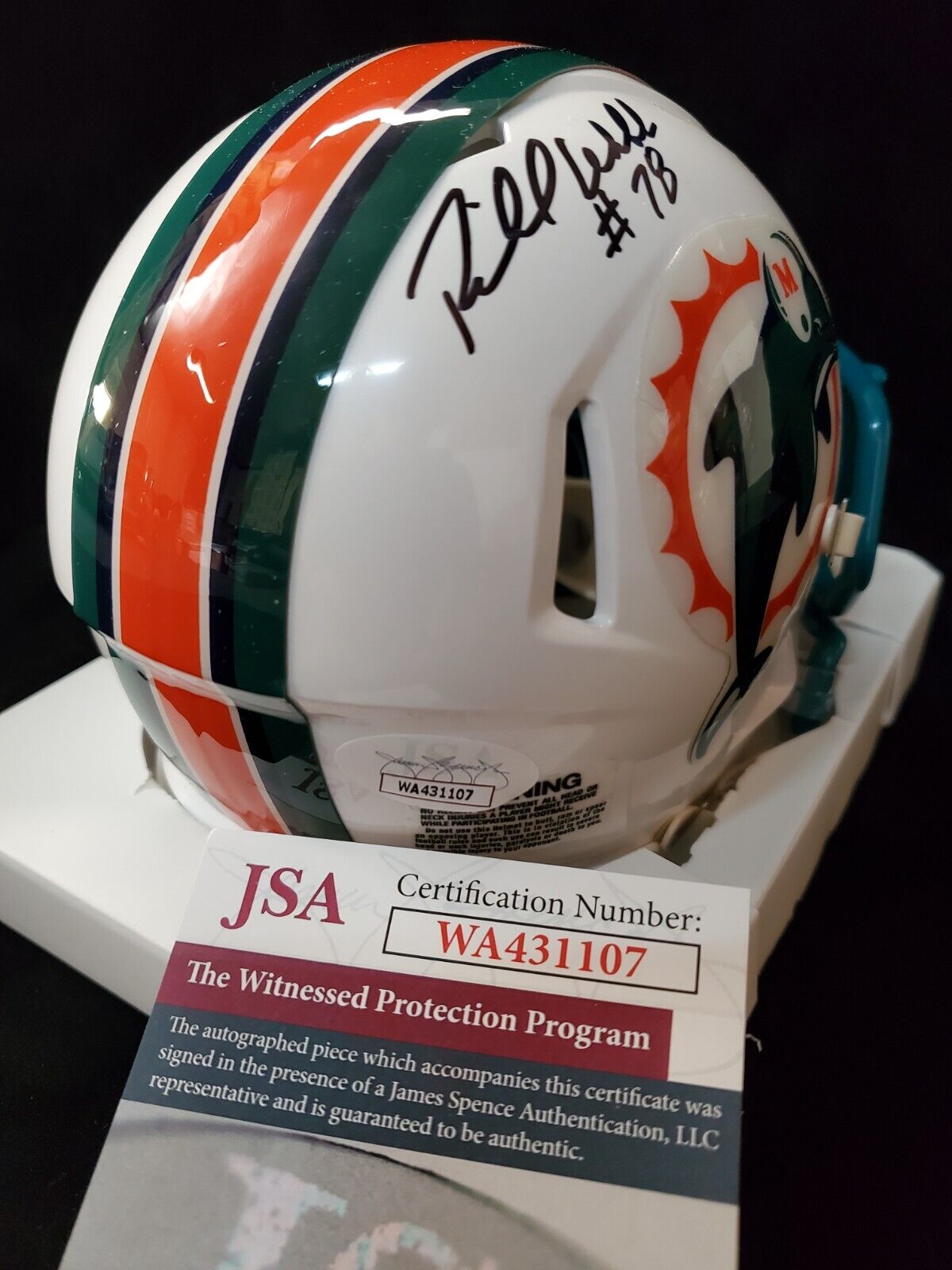 Miami Dolphins Richmond Webb Autographed Signed Speed Mini Helmet Jsa Coa