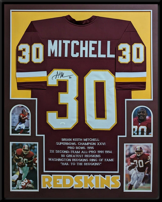 MVP Authentics Framed Washington Brian Mitchell Autographed Signed Stat Jersey Jsa Coa 585 sports jersey framing , jersey framing