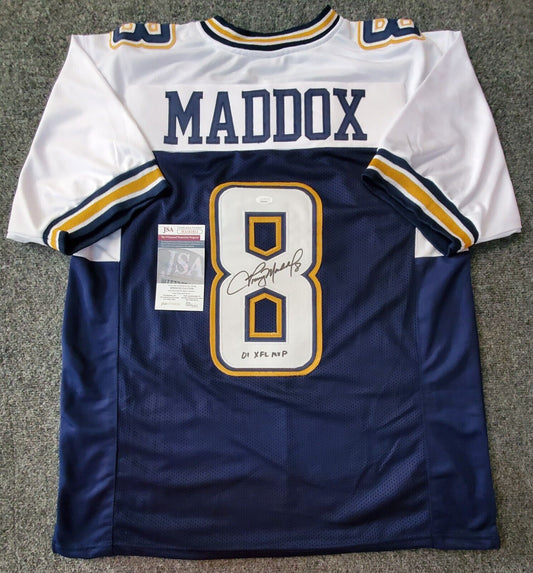 MVP Authentics Los Angeles Xtreme Tommy Maddox Autographed Signed Inscribed Jersey Jsa Coa 90 sports jersey framing , jersey framing