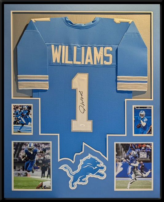 Framed Detroit Lions Jameson Williams Autographed Signed #1 Jersey Jsa Coa