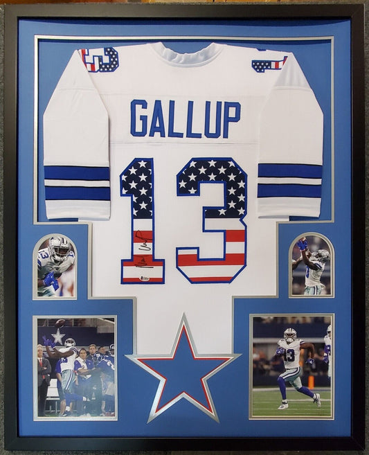 MVP Authentics Framed Dallas Cowboys Michael Gallup Autographed Signed Jersey Beckett Coa 517.50 sports jersey framing , jersey framing