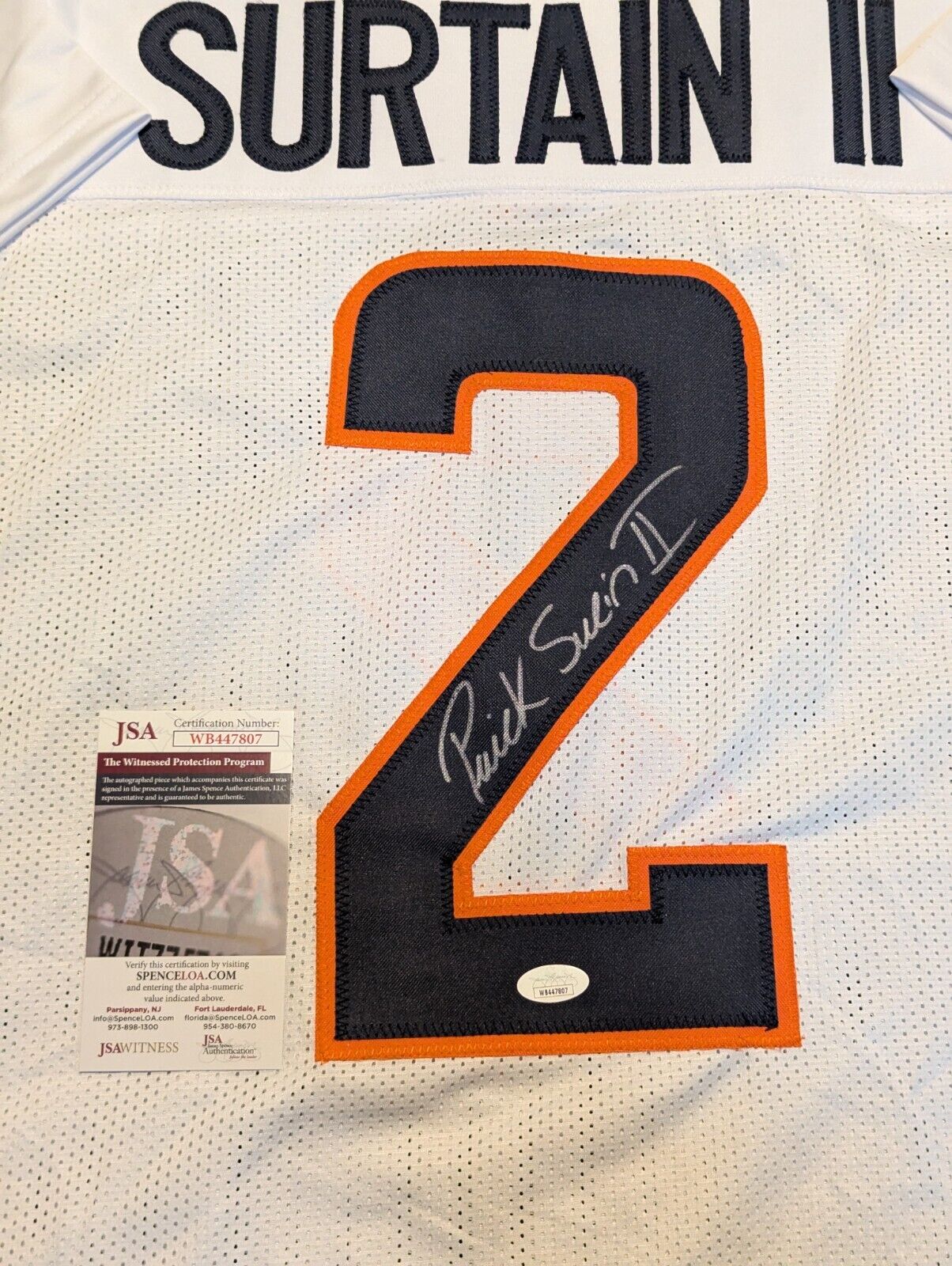 Denver Broncos Patrick Surtain Ii Autographed Signed 2024 T/B Jersey Jsa Coa