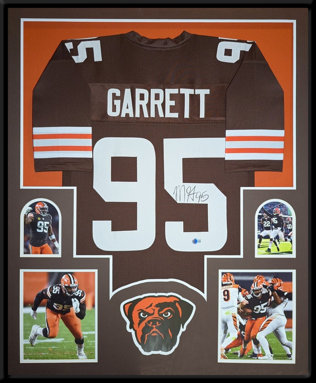 Framed Cleveland Browns Myles Garrett Autographed Signed Jersey Beckett Holo