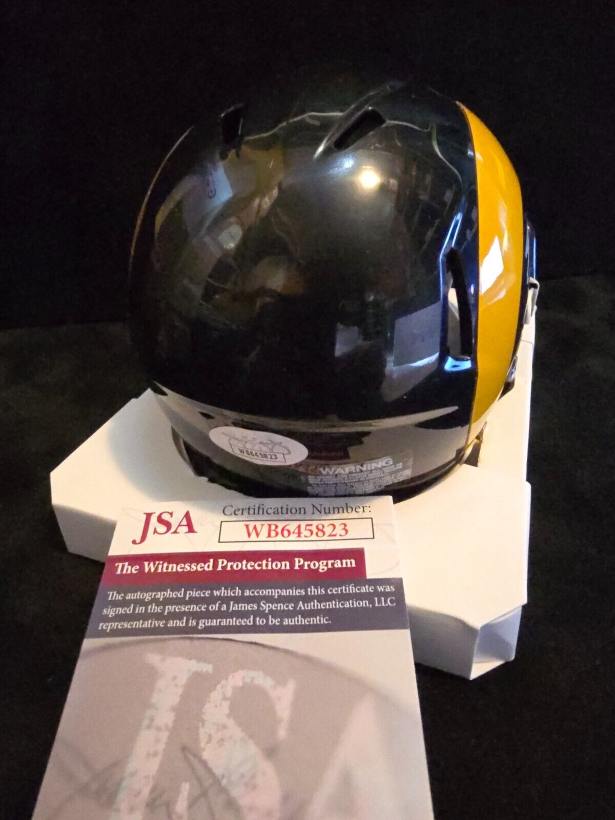 Los Angeles Rams Braden Fiske Autographed Throwback Speed Mini Helmet Jsa Coa