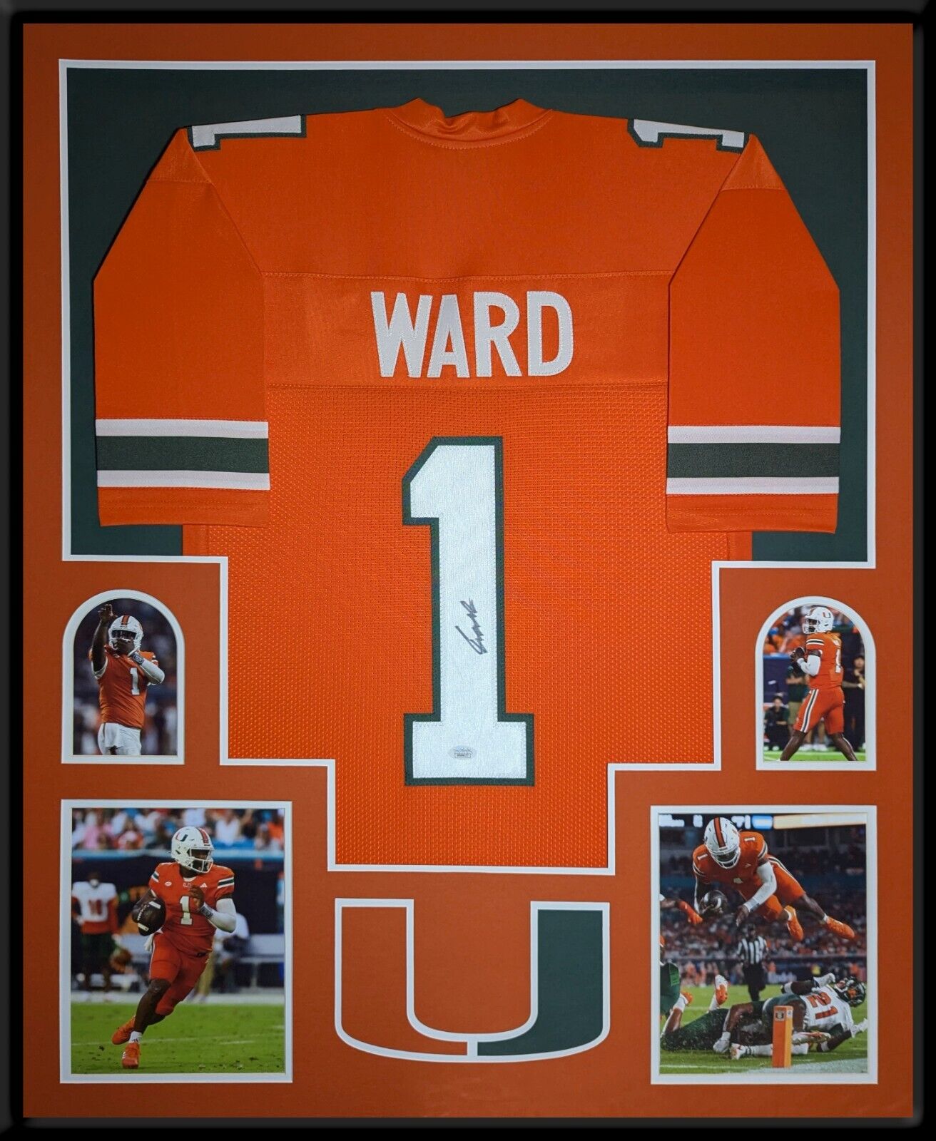 Framed Miami Hurricanes Cam Ward Autographed Signed Jersey Jsa Coa