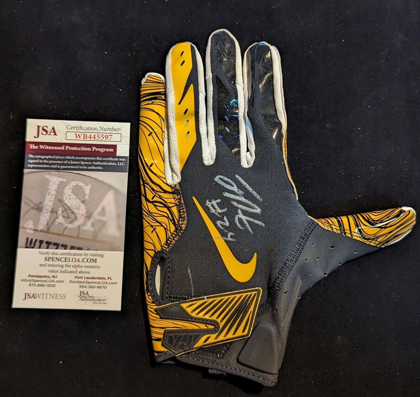 Pittsburgh Steelers Joey Porter Jr & Sr Signed Pair Of Gloves Jsa Coa