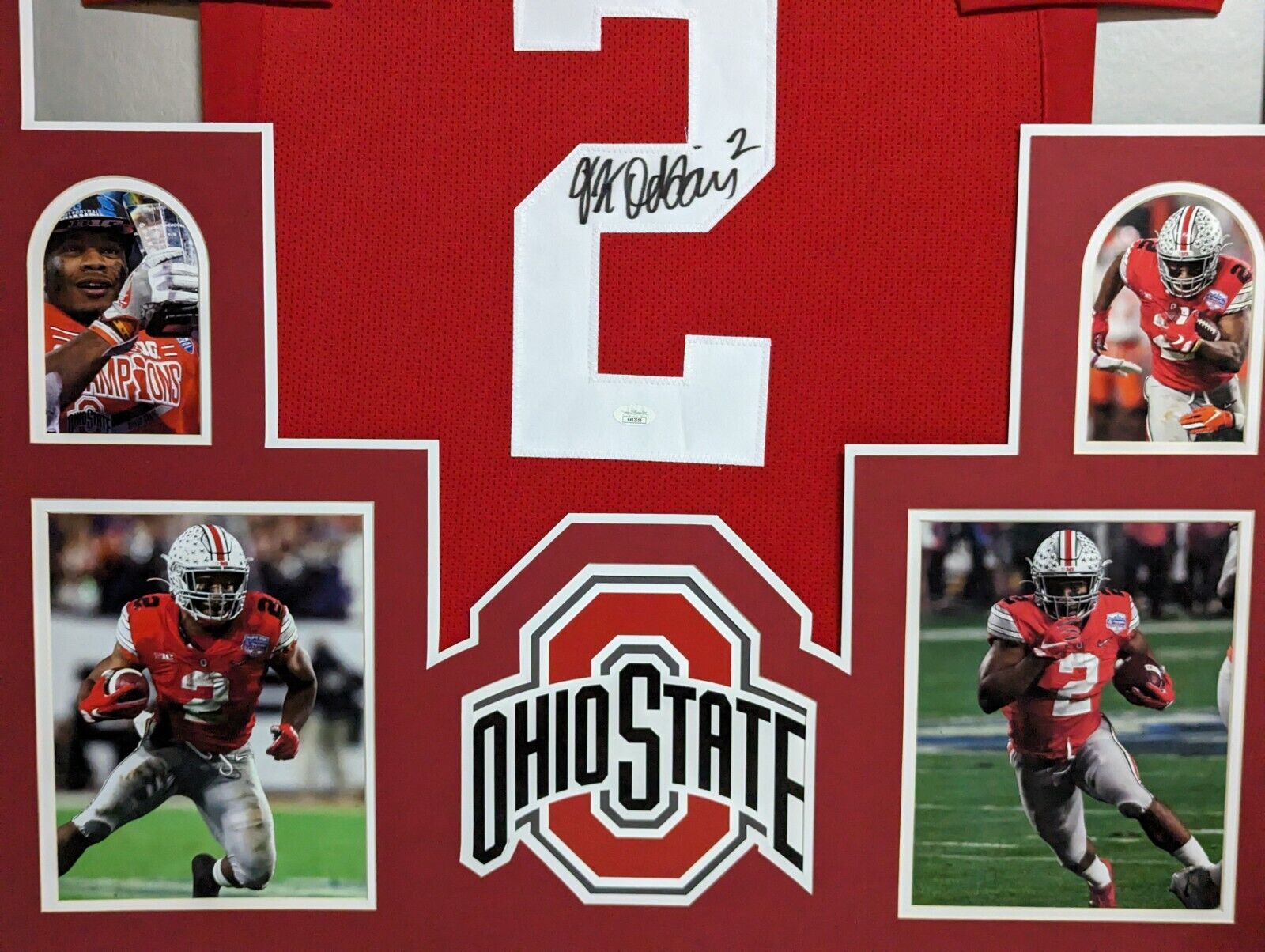 Framed Ohio State Buckeyes Jk Dobbins Autographed Signed Jersey Jsa Coa
