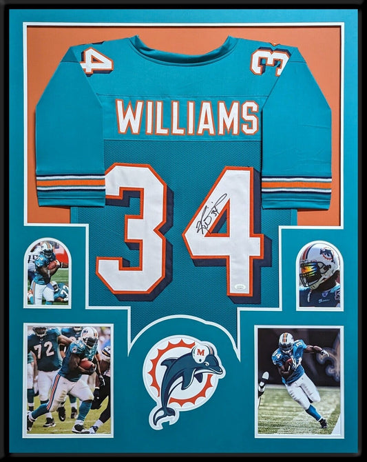 MVP Authentics Framed Miami Dolphins Ricky Williams Autographed Signed Jersey Jsa Coa 427.50 sports jersey framing , jersey framing