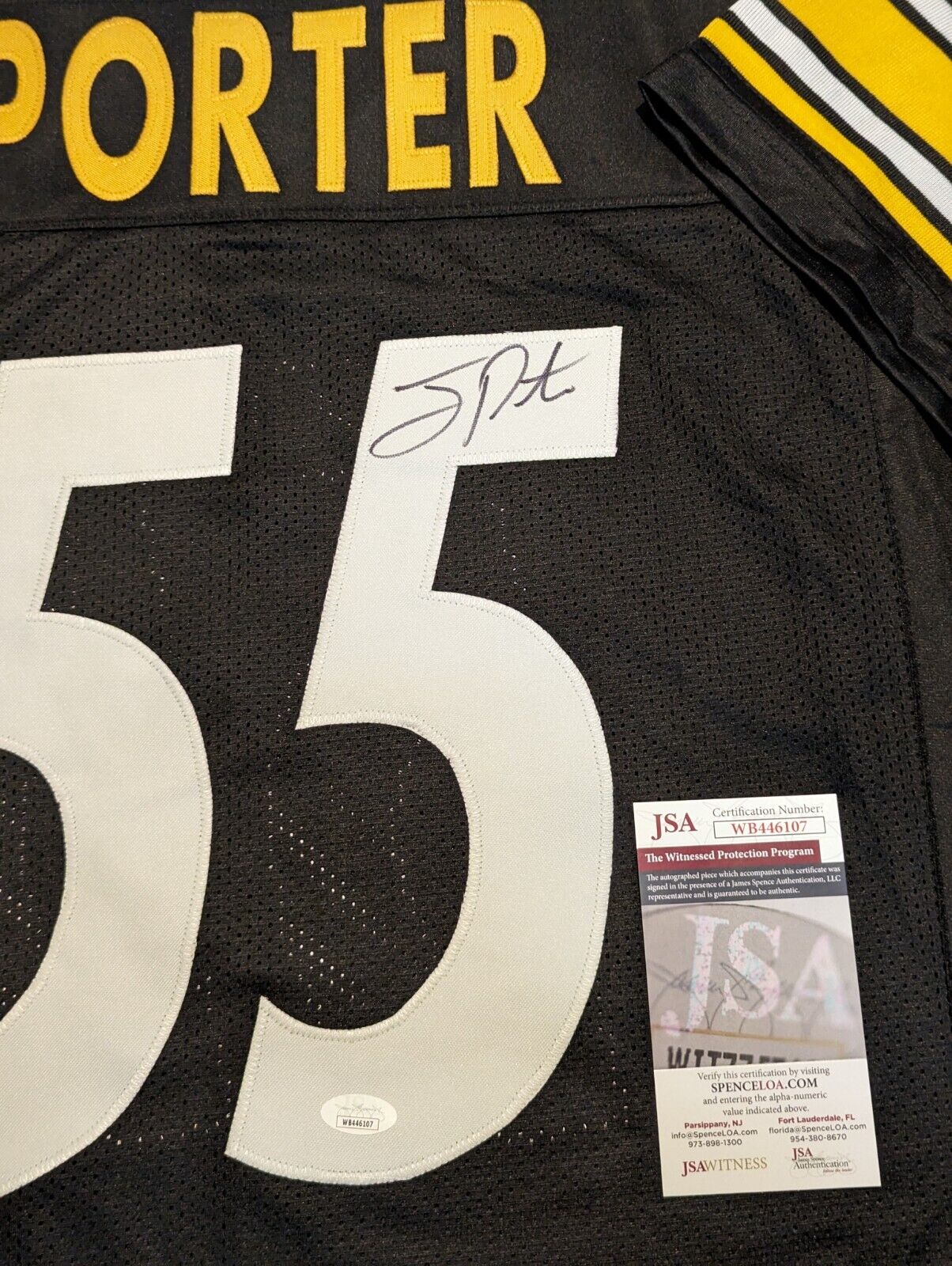 Pittsburgh Steelers Joey Porter Sr Autographed Signed Jersey Jsa Coa