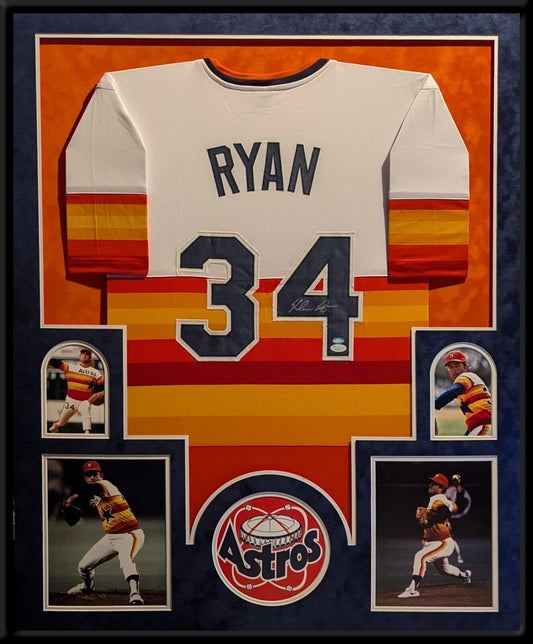 Framed In Suede Houston Astros Nolan Ryan Autographed Signed Jersey Jsa Coa