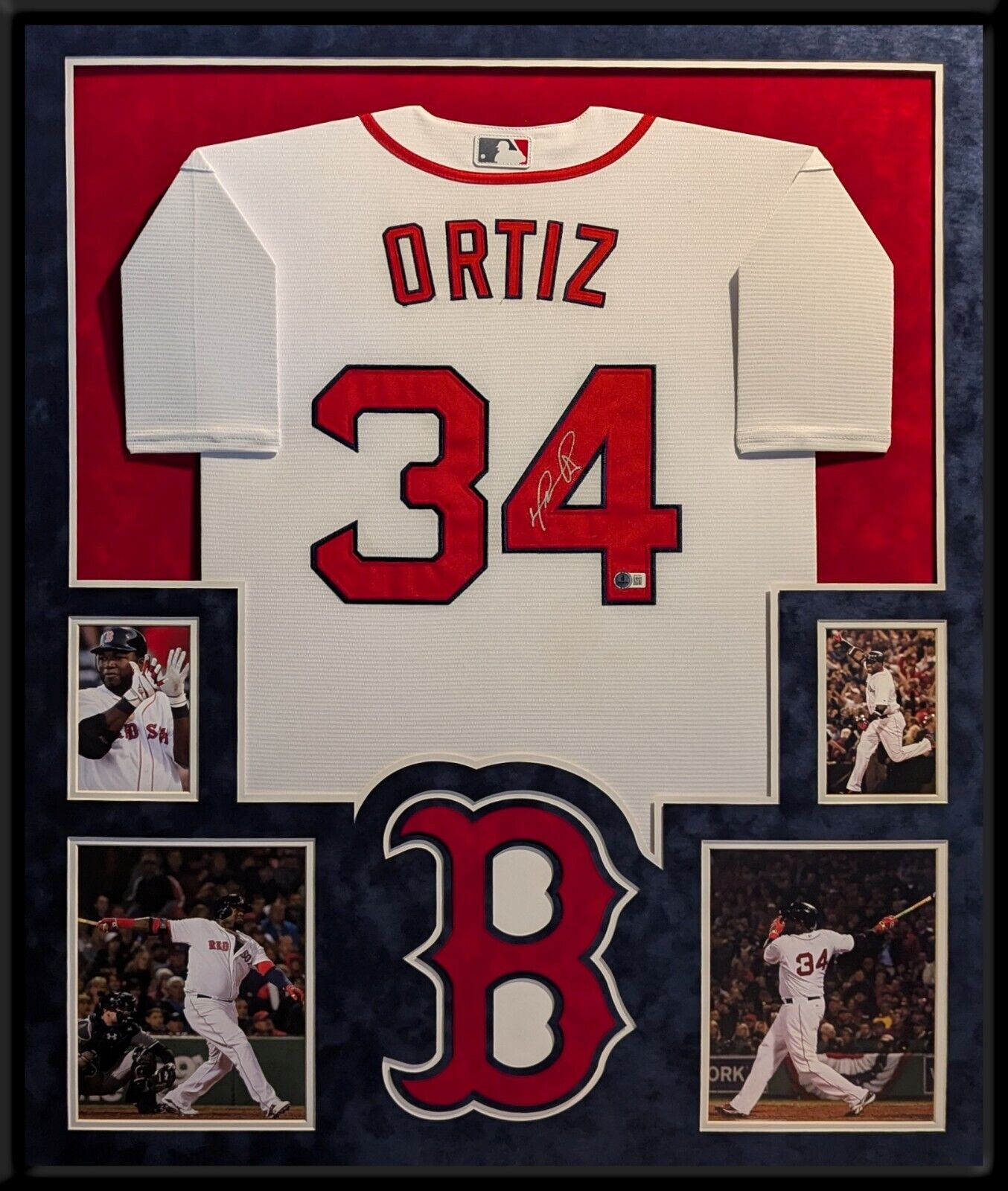 Suede Framed David Ortiz Autographed Signed Boston Red Sox Jersey Beckett Holo