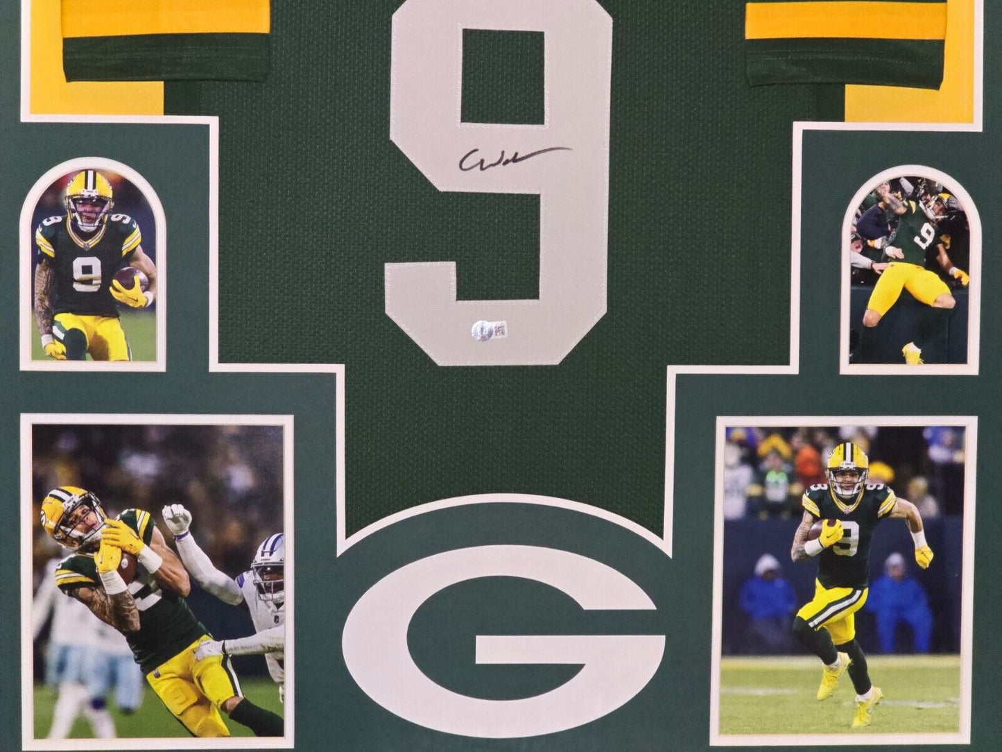 Framed Green Bay Packers Christian Watson Autographed Signed Jersey Beckett Holo