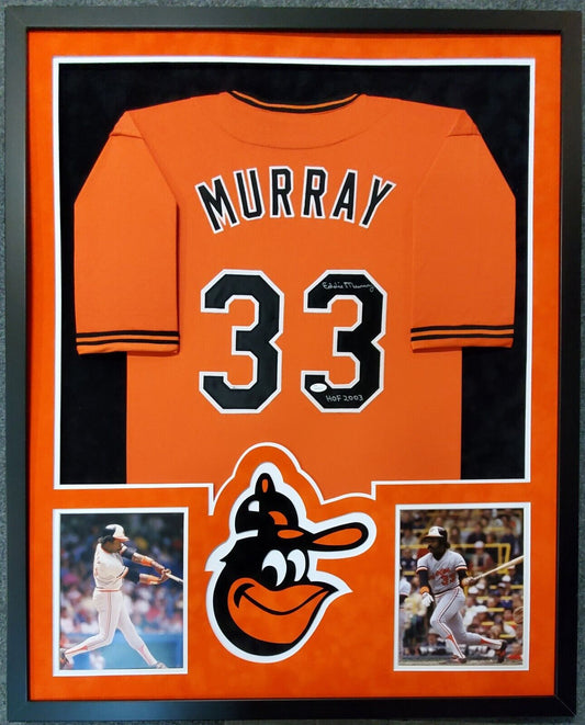 MVP Authentics Framed Suede Baltimore Orioles Eddie Murray Signed Inscribed Jersey Jsa Coa 787.50 sports jersey framing , jersey framing