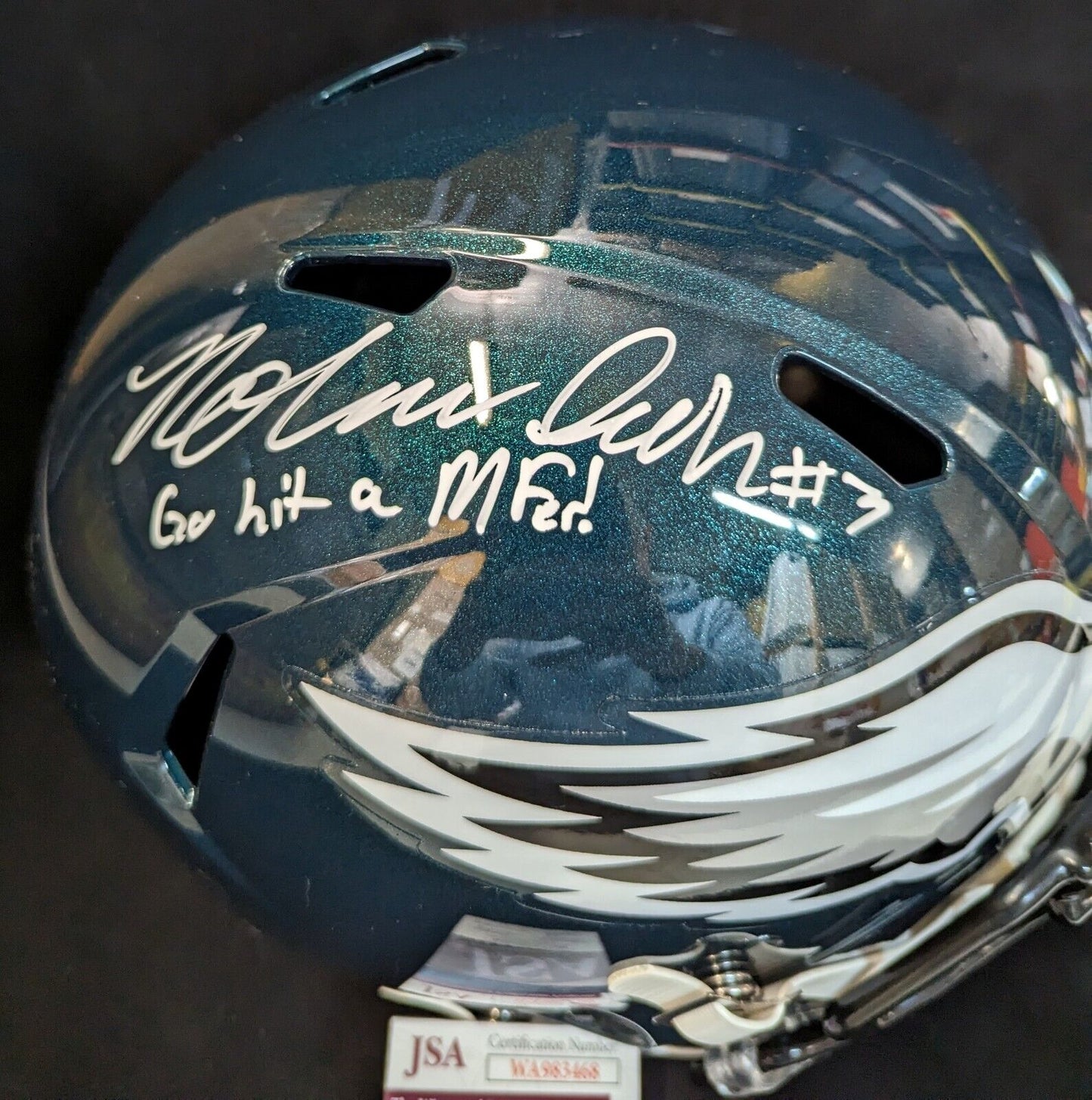 Phil Eagles Jordan Davis Signed Inscribed Full Size Lunar Replica Helm –  MVP Authentics