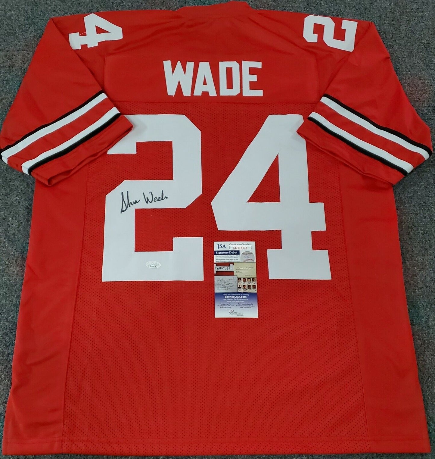 MVP Authentics Ohio State Buckeyes Shaun Wade Autographed Signed Jersey Jsa Signature Debut Coa 125.10 sports jersey framing , jersey framing