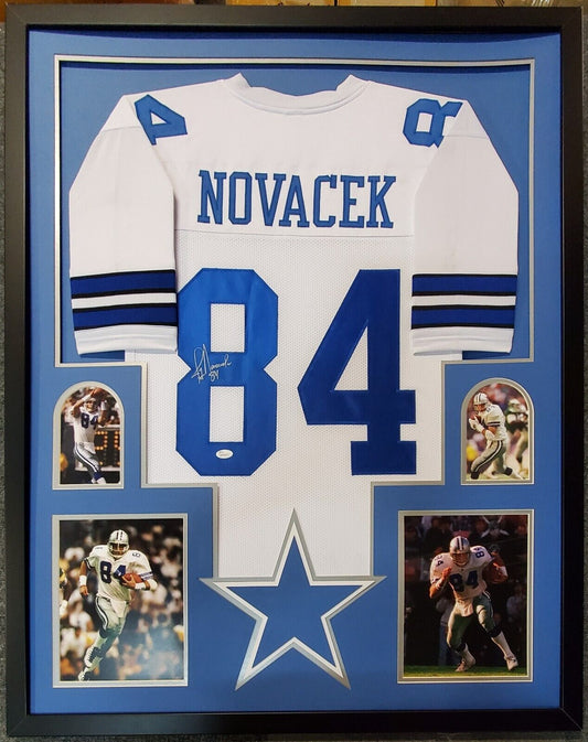 MVP Authentics Framed Dallas Cowboys Jay Novacek Autographed Signed Jersey Jsa Coa 405 sports jersey framing , jersey framing