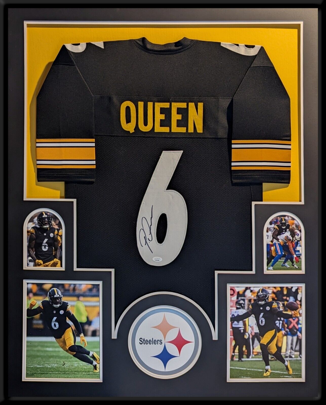 Framed Pittsburgh Steelers Patrick Queen Autographed Signed Jersey Jsa Coa