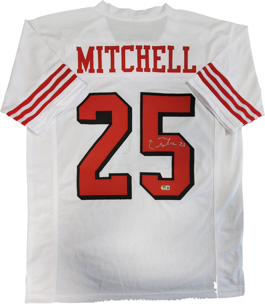 MVP Authentics San Francisco 49Ers Elijah Mitchell Autographed Signed Jersey Beckett Holo 107.10 sports jersey framing , jersey framing