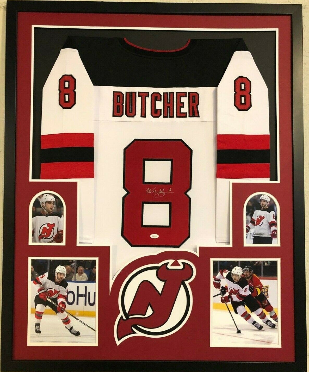 MVP Authentics Framed New Jersey Devils Will Butcher Autographed Signed Jersey Jsa Coa 359.10 sports jersey framing , jersey framing