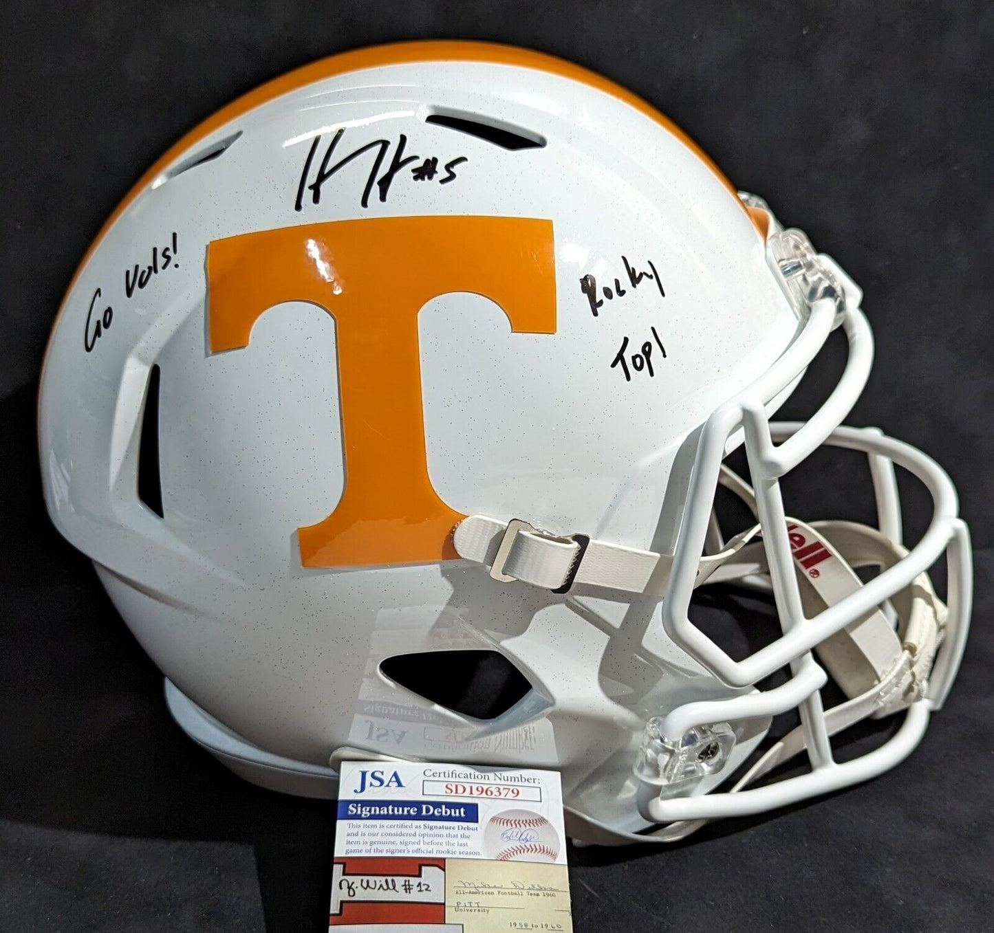 Tennessee Volunteers Hendon Hooker 2X Inscribed Full Size Replica Helmet Jsa