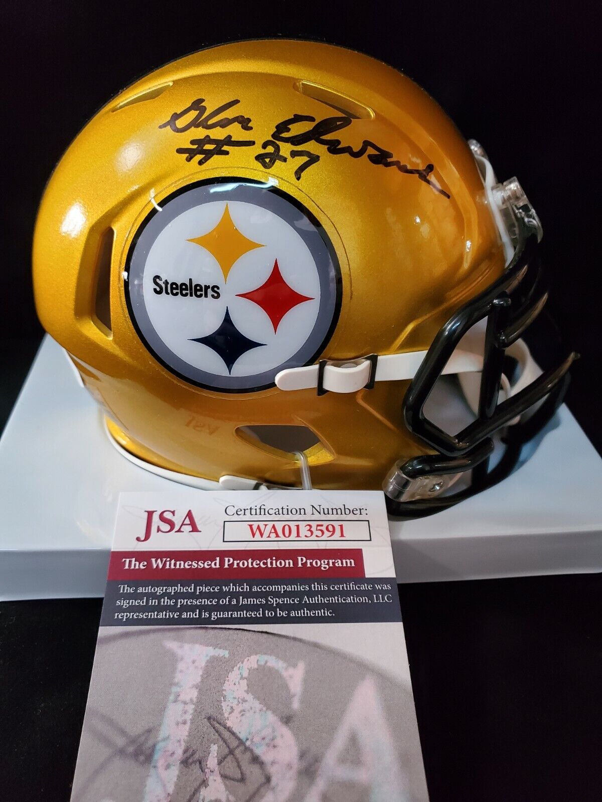 Pittsburgh Steelers Glen Edwards Signed Flash Mini Helmet Jsa Coa