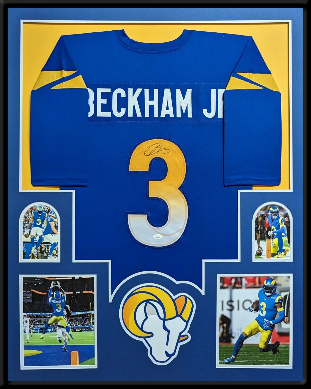 MVP Authentics Framed Los Angeles Rams Odell Beckham Jr Autographed Signed Jersey Jsa Coa 495 sports jersey framing , jersey framing