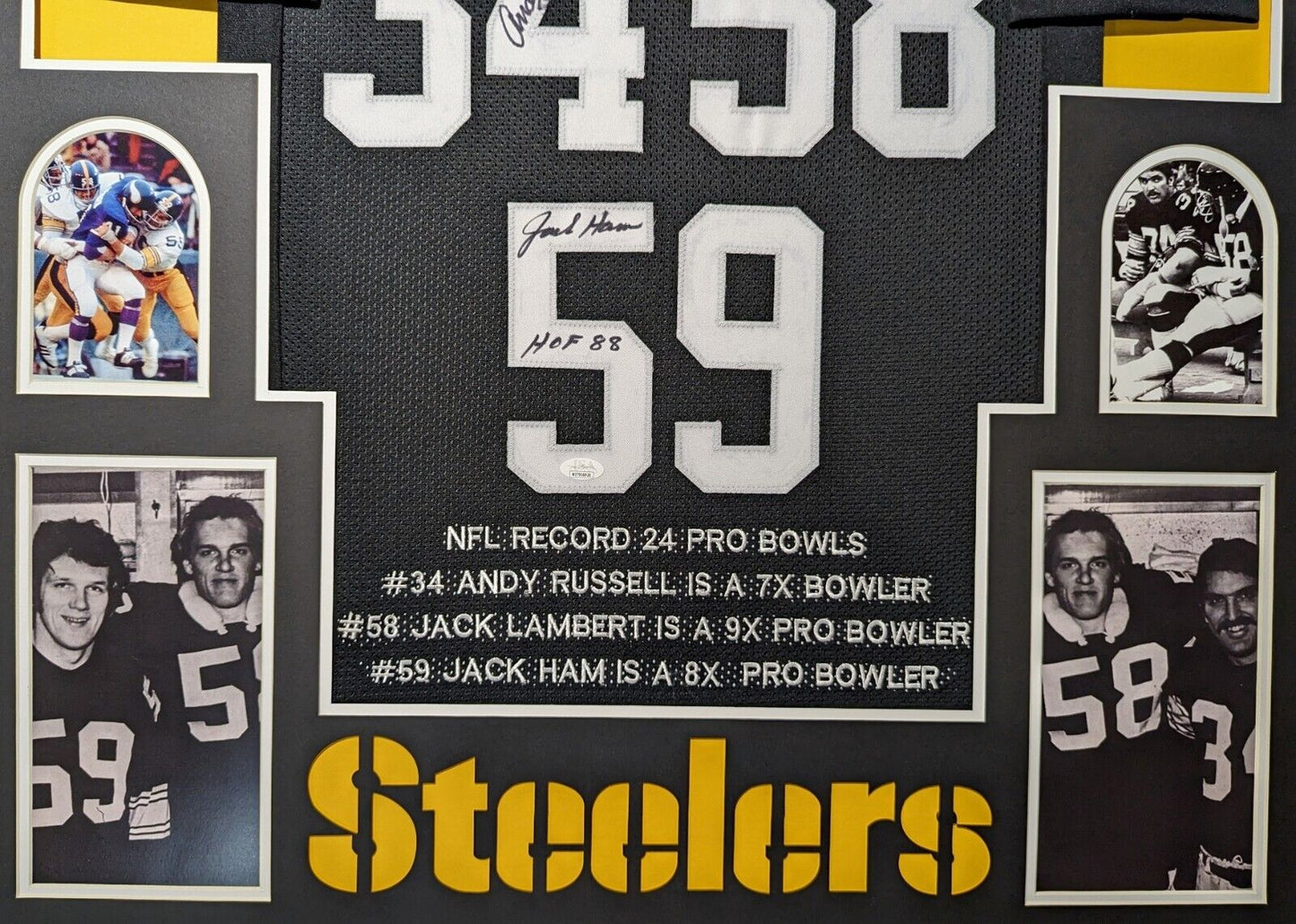 MVP Authentics Framed Pittsburgh Steelers 24 Pro Bowls 3X Signed Stat Jersey Jsa Coa 1125 sports jersey framing , jersey framing