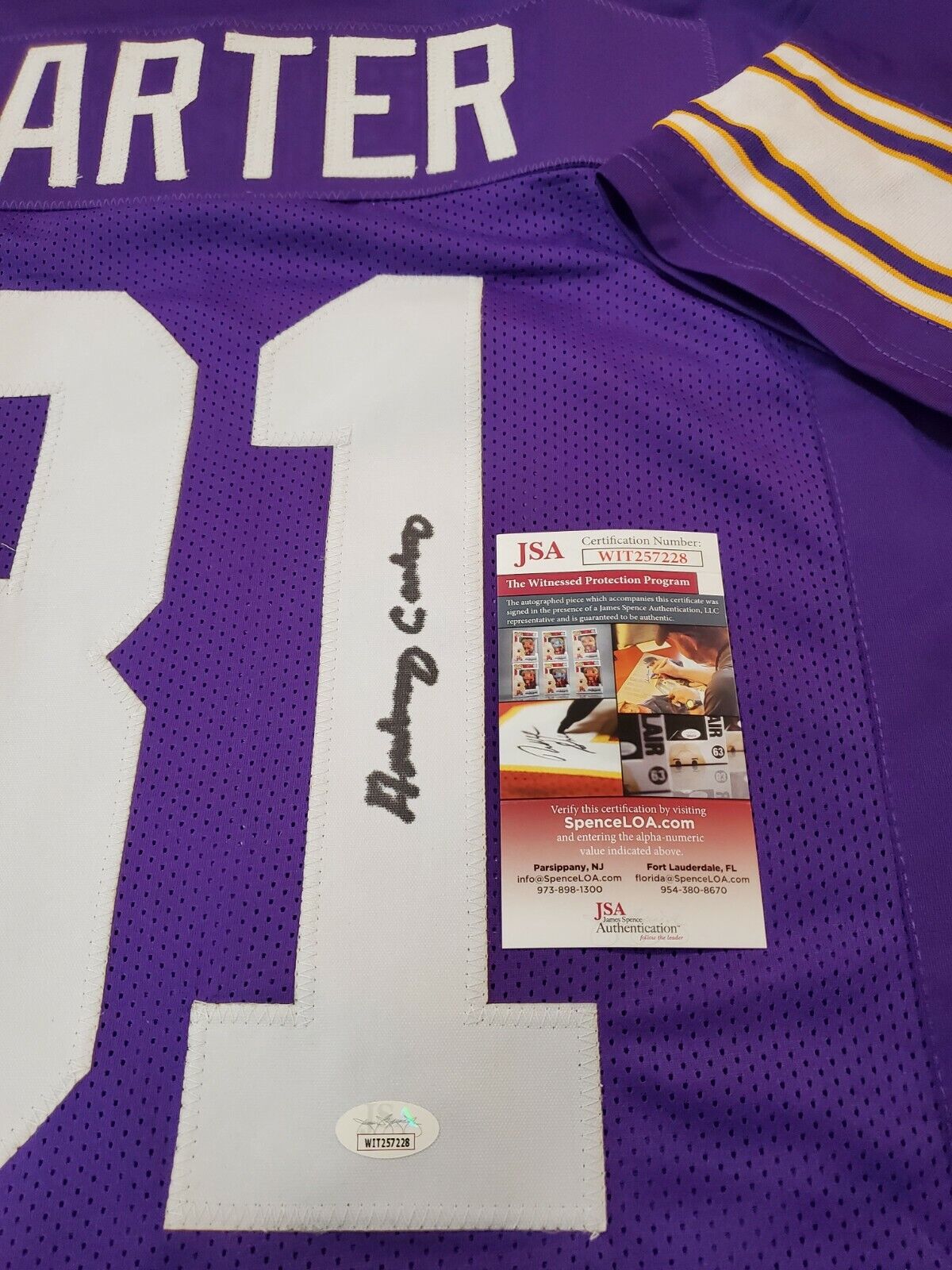Minnesota Vikings Anthony Carter Autographed Signed Jersey Jsa Coa