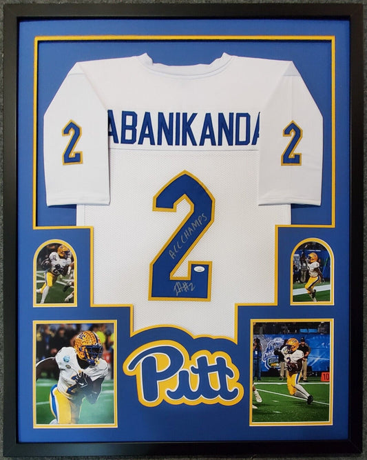 MVP Authentics Framed Pitt Panthers Israel "Izzy" Abanikanda Signed Inscribed Jersey Jsa Coa 449.10 sports jersey framing , jersey framing