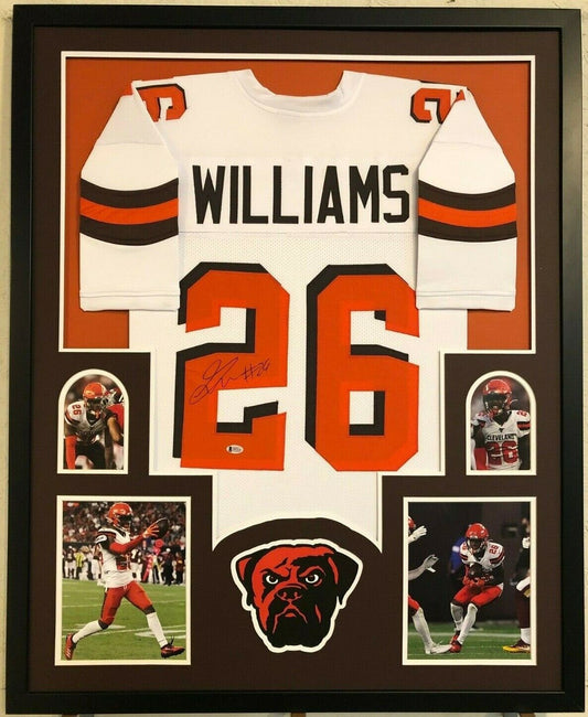 MVP Authentics Framed Cleveland Browns Greedy Williams Autographed Signed Jersey Beckett Coa 449.10 sports jersey framing , jersey framing