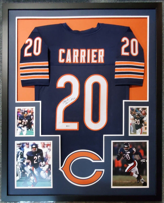 MVP Authentics Framed Chicago Bears Mark Carrier Autographed Signed Jersey Beckett Coa 297 sports jersey framing , jersey framing