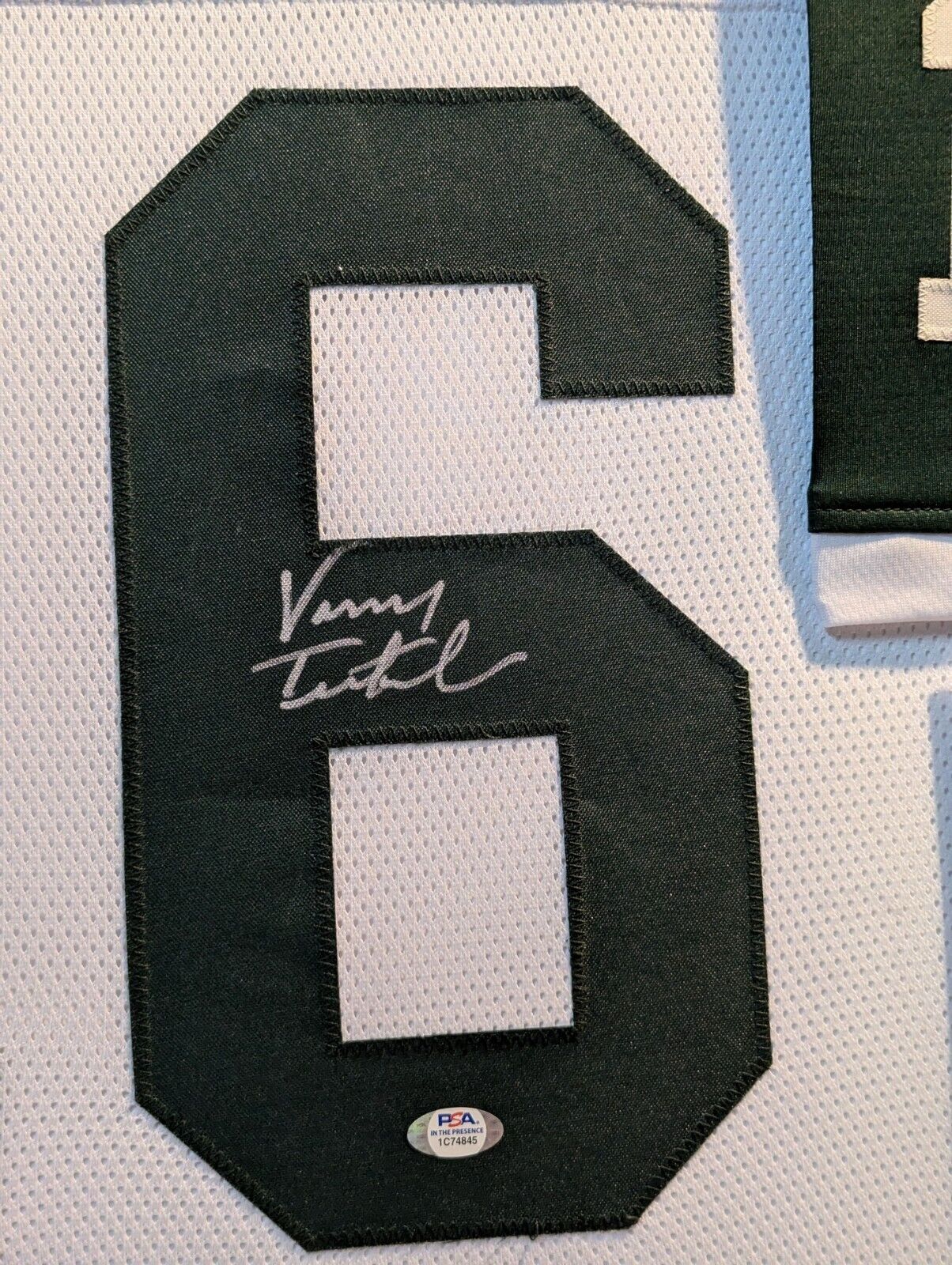 Framed Vinny Testaverde Autographed Signed New York Jets Jersey Psa Coa