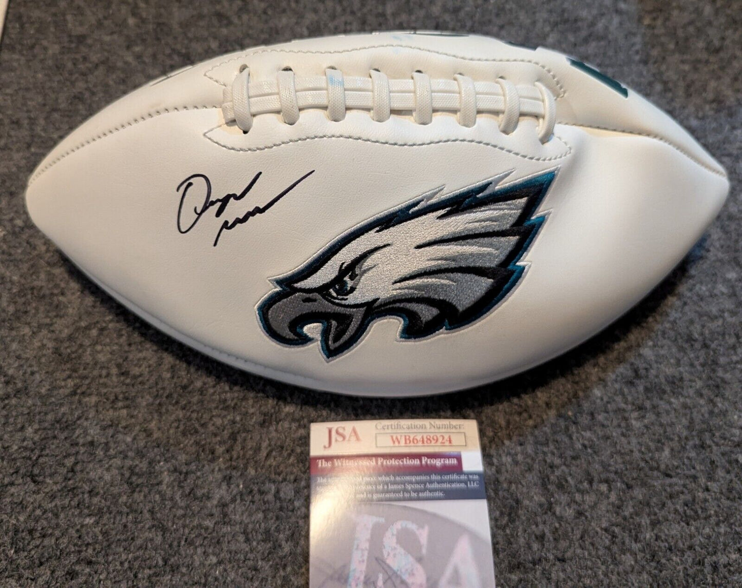 Philadelphia Eagles Quinyon Mitchell Autographed Signed Logo Football Jsa Coa