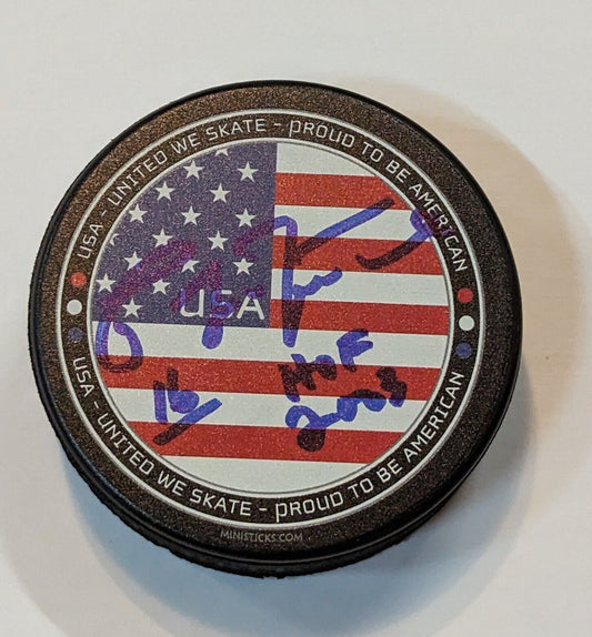 Pat Lafontaine Autographed Signed Inscribed "Hof 2003" Usa Hockey Puck Beckett