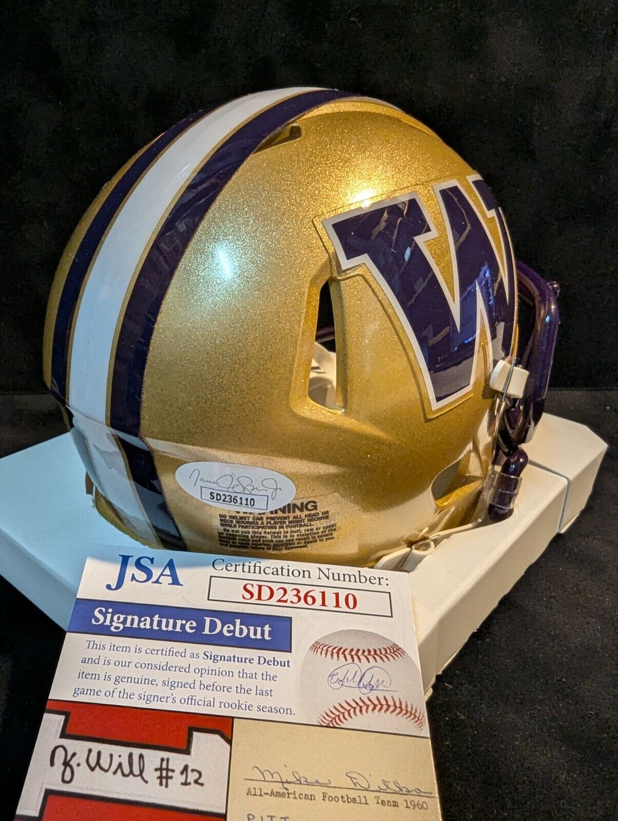 Washington Huskies Troy Fautanu Autographed Signed Speed Mini Helmet Jsa Coa