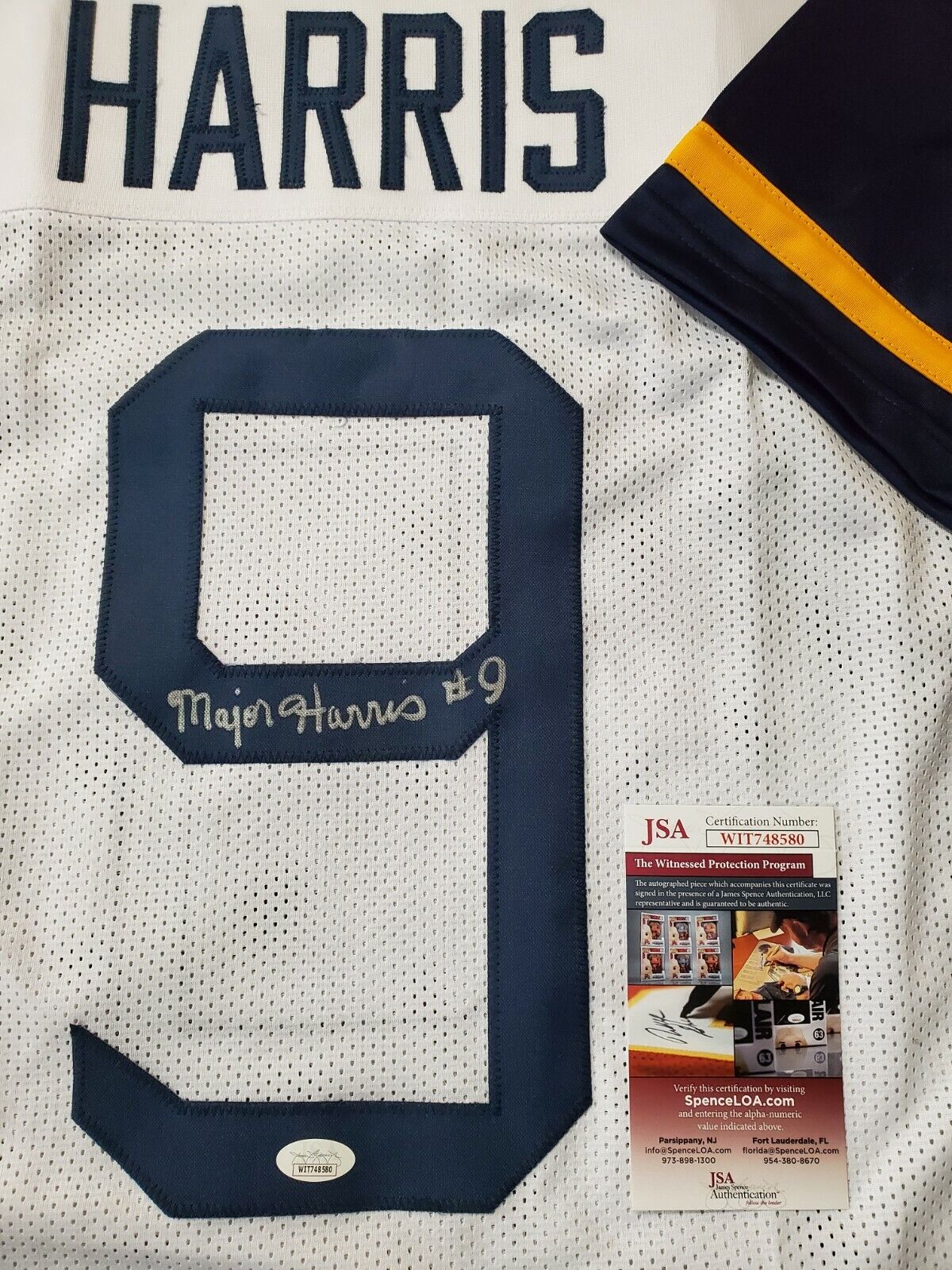 West Virginia Mountaineers Major Harris Autographed Signed Jersey Jsa Coa