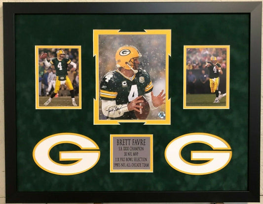 MVP Authentics Framed Signed Autographed Brett Favre Green Bay Packers 8X10 Photo Favre Coa 269.10 sports jersey framing , jersey framing